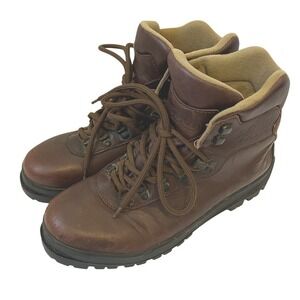 Asolo Hiking Boots Men Size 8 Brown Leather Vibram Sole Lace Up Outdoor Footwear